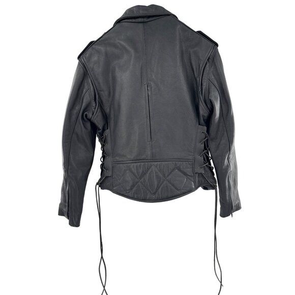 Fox Creek Leather Motorcycle Jacket‎ With Side Laces Black USA Made women’s 16 - Picture 6 of 9